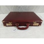 LEATHER BRIEFCASE WITH FITTED INTERIOR & BRASS MOUNTS, & LOCK INSTRUCTION CARD BY SERIAL 2100.