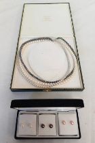 TRIPLE STRAND CULTURED PEARL NECKLACE, TOTAL LENGTH 46CM.