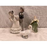 2 NAO FIGURES & ROYAL DOULTON FIGURE 'FAIR LADY'