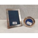 CIRCULAR SILVER FRAME, OVERALL DIAMETER 9 CMS, RECTANGULAR SILVER FRAME, OVERALL SIZE 17 X 12.