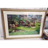 FRAMED NATIONAL AUGUSTA GOLF PRINT WITH SIGNATURES OF NICK PRICE, VIJAY SINGH,
