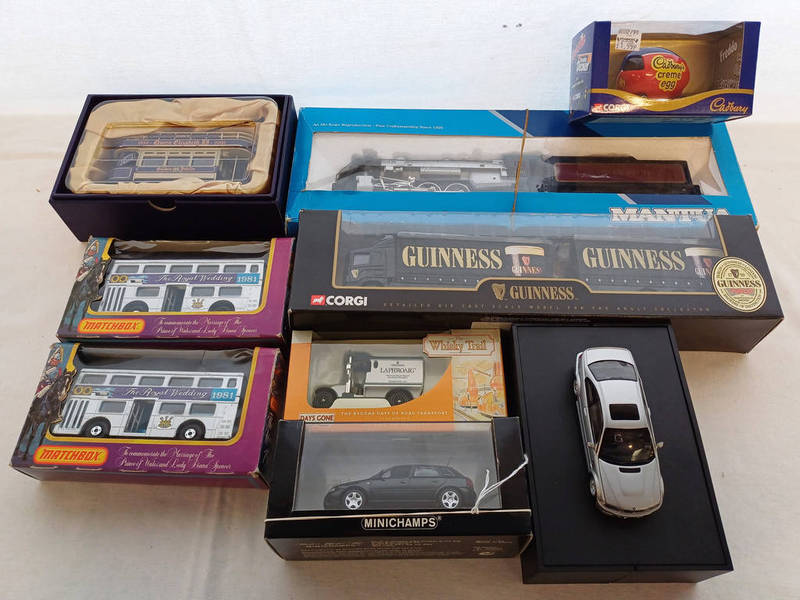 VARIOUS MODEL VEHICLES FROM MINICHAMPS, CORGI, MATCHBOX, ETC INCLUDING AUDI A3 4-DOOR 2000,