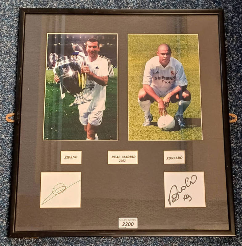 ZIDANE & RONALDO REAL MADRID FC FRAMED SIGNED PRESENTATION