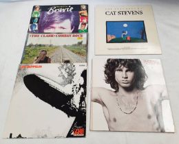 SELECTION OF VINYL MUSIC ALBUMS INCLUDING ARTISTS SUCH AS THE DOORS, LED ZEPPELIN,