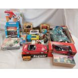 JAGUAR E TYPE FRICTION TINPLATE CAR TOGETHER WITH VARIOUS MODEL VEHICLES AND OTHERS.