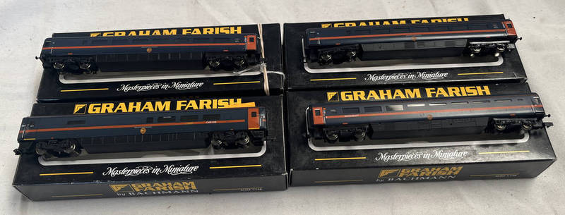 4 GRAHAM FARISH N GAUGE GNER RELATED CARRIAGES INCLUDING 2 X 374-403A MK3 75FT TOGETHER WITH