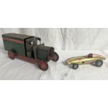 VINTAGE TINPLATE CARTER PATERSON 1860" LORRY TOGETHER WITH JAPANESE "GOLDEN JET" TINPLATE RACING