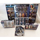 DOCTOR WHO THE ELEVEN DOCTORS FIGURE SET TOGETHER WITH 6 PIECE NESTING DOLL SET,