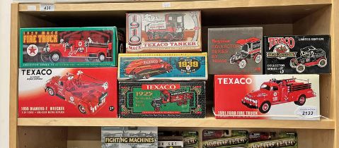 SELECTION OF VARIOUS TEXACO RELATED MODEL VEHICLES FROM ERTL INCLUDING 1929 FIRE TRUCK,