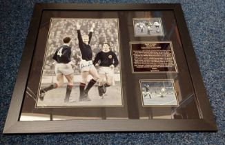 DENIS LAW SIGNED 16 X 12 ENGLAND VS SCOTLAND 1967 WEMBLEY STADIUM PHOTOGRAPH AND OTHERS.