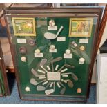 FRAMED DISPLAY CASE FEATURING REPLICA VINTAGE GOLF RELATED ITEMS 86 X 70 CM