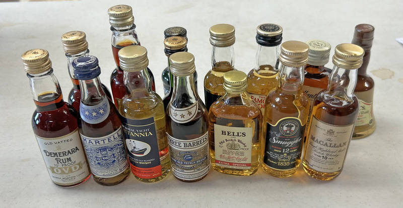 SELECTION OF WHISKY, RUM, COGNAC ETC MINIATURES TO INCLUDE MACALLAN 10 YEAR OLD SINGLE MALT WHISKY,