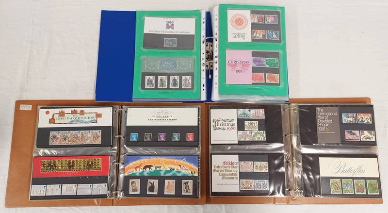 3 ALBUMS OF MOSTLY ROYAL MAIL PRESENTATION PACKS 1973 - 1992 WITH SOME COVERS, BOOKLETS,