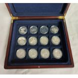 12-COIN SILVER PROOF 'GREAT BRITONS' SET, BOXED & ENCAPSULATED,