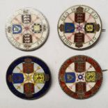 4 X 1887 VICTORIA DOUBLE FLORINS WITH ENAMELLED REVERSES,