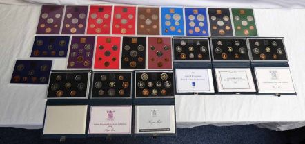 23 X UK PROOF SETS TO INCLUDE: 1970, 1972-1979, 2 X 1980, 2 X 1981, 2 X 1982, AND 1983-1990,