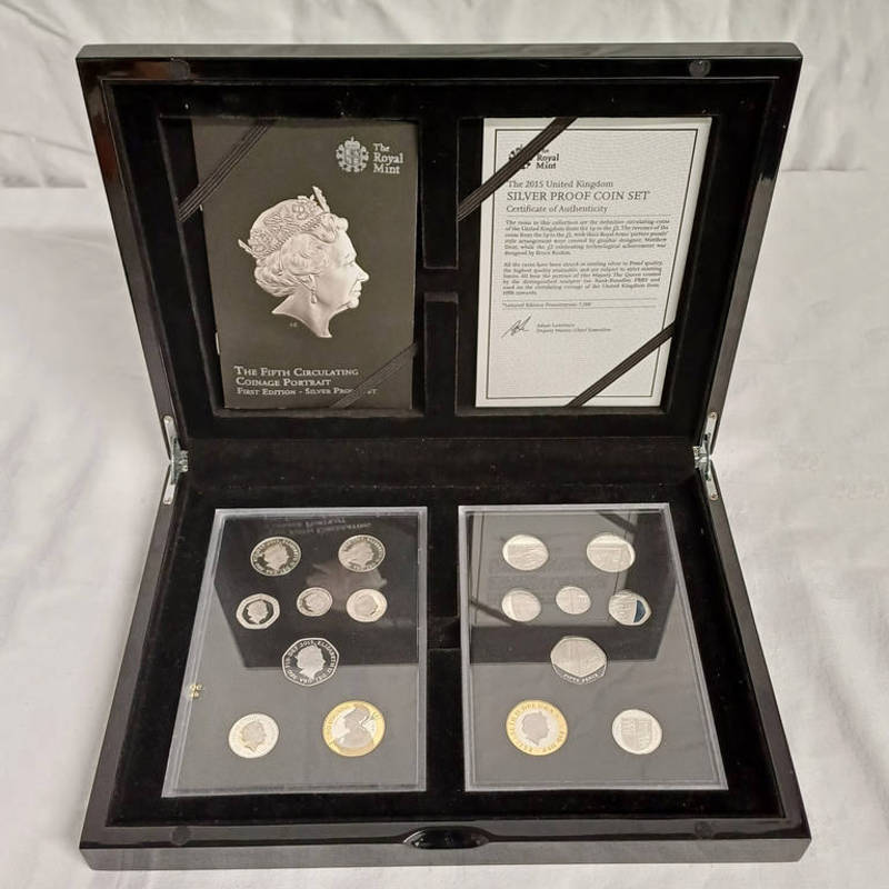 2015 UK SILVER PROOF DOUBLE COIN SET, IN CASE OF ISSUE, WITH C.O.A.