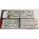 2 ALBUMS OF CIGARETTE CARDS WITH AVIATION AND MOTORING INTEREST TO INCLUDE SENIOR SERVICE FLYING