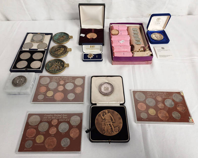 SELECTION OF VARIOUS COINS, MEDALS, ETC,