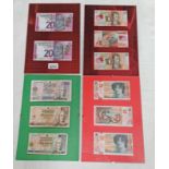 4 X HOMEMADE BANKNOTES DISPLAYS TO INCLUDE 2009 & 2013 CLYDESDALE BANK £20 DISPLAY,