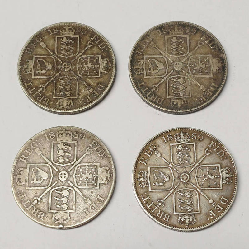 3 X 1889 & 1890 VICTORIA DOUBLE FLORINS