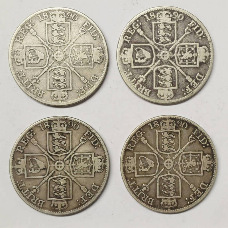 4 X 1890 VICTORIA DOUBLE FLORINS