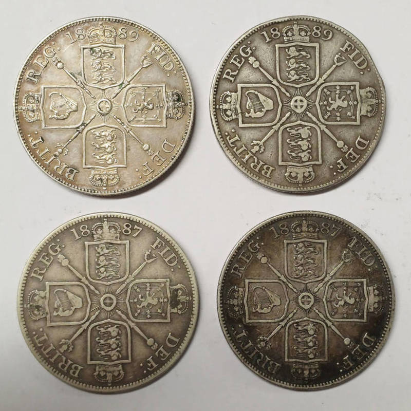 2 X 1887 & 2 X 1889 VICTORIA DOUBLE FLORINS