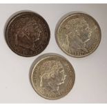 3 X GEORGE III SHILLINGS WITH 2 X 1816 & 1817