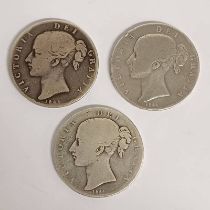 2 X 1844 AND 1845 VICTORIA YOUNG HEAD CROWNS