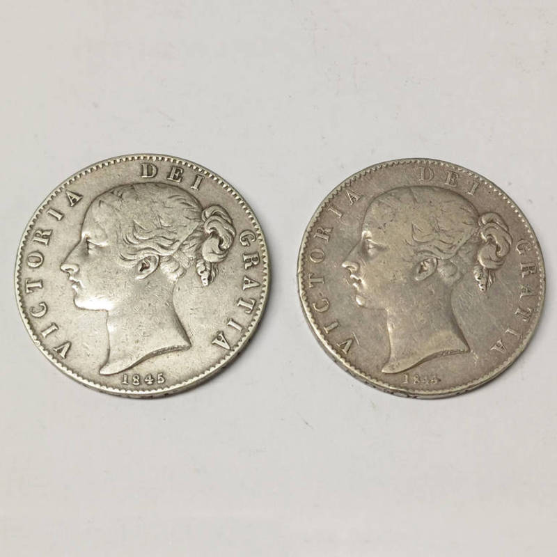 1844 & 1845 VICTORIA YOUNG HEAD CROWNS