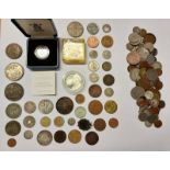 SELECTION OF VARIOUS WORLD COINAGE TO INCLUDE 1887 & 1889 VICTORIA CROWNS, 1887 DOUBLE FLORIN,