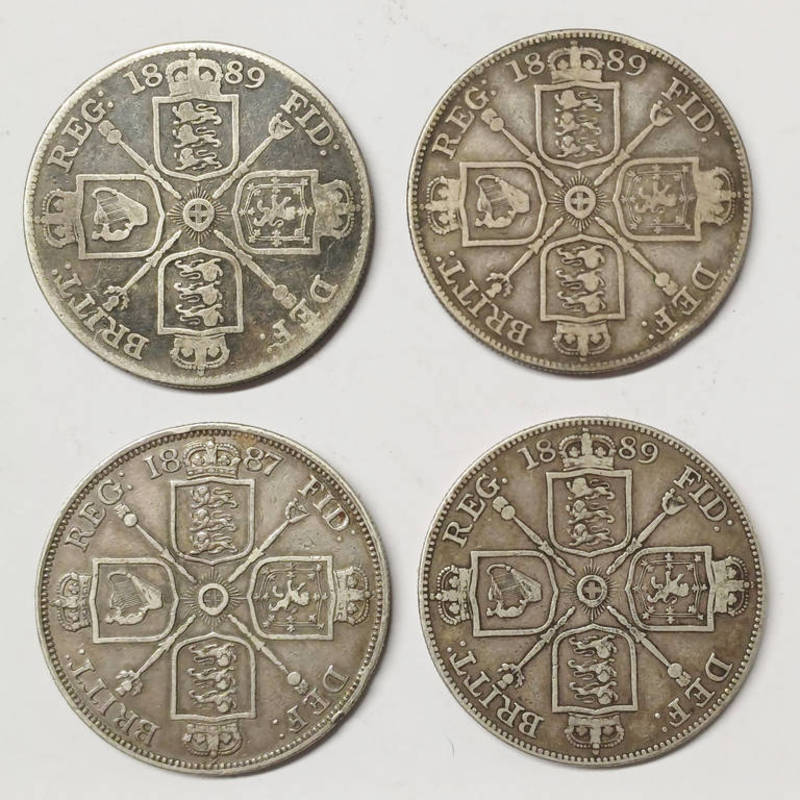 1887 & 3 X 1889 VICTORIA DOUBLE FLORINS