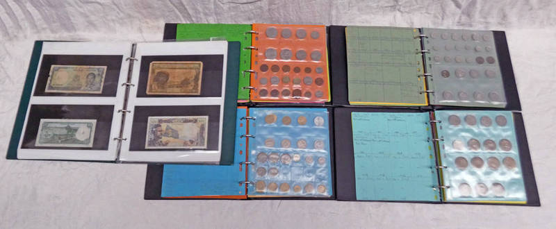 NUMISMATIST'S COLLECTION OF WORLD COINS AND BANKNOTES IN 5 ALBUMS,