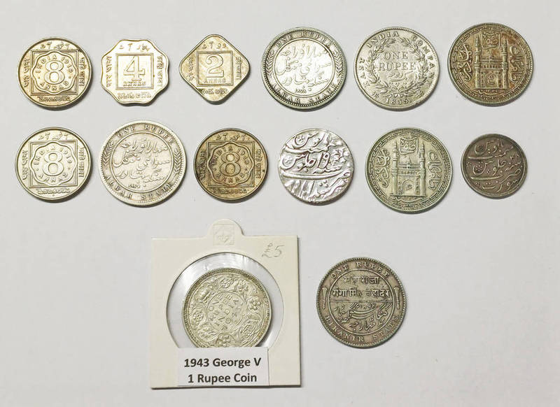 SELECTION OF INDIA COINS TO INCLUDE 1793-1813 EAST INDIA CO.