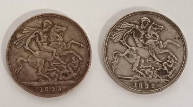 1892 & 1893 VICTORIA CROWNS