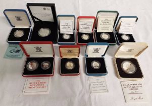 SELECTION OF ROYAL MINT SILVER PROOF COINS TO INCLUDE: 5 X £1 COINS 1983, 1994, 1995,