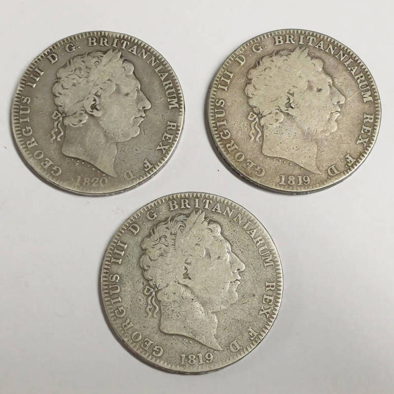 2 X 1819 & 1820 GEORGE III CROWNS