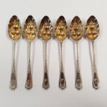 MATCHED SET 6 GEORGE III SILVER BERRY SPOONS, LONDON 1793,