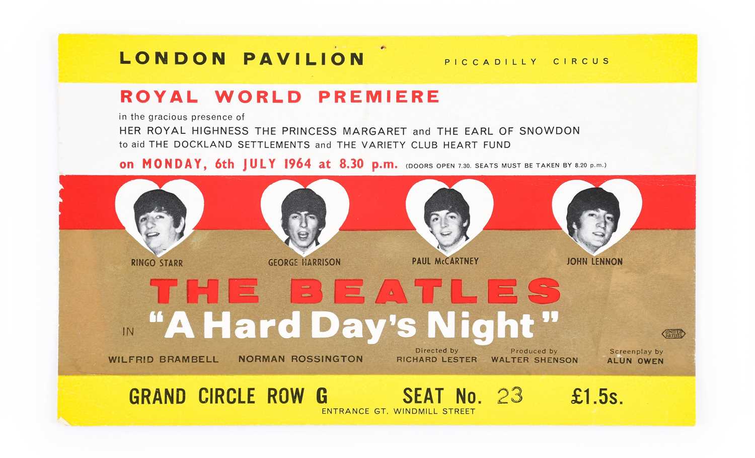 The Beatle A Hard Days Night Royal World Premier Programme - Image 3 of 3