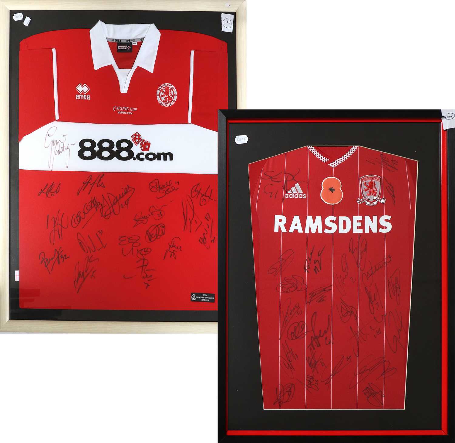 Middlesbrough Football Club Two Signed Shirts