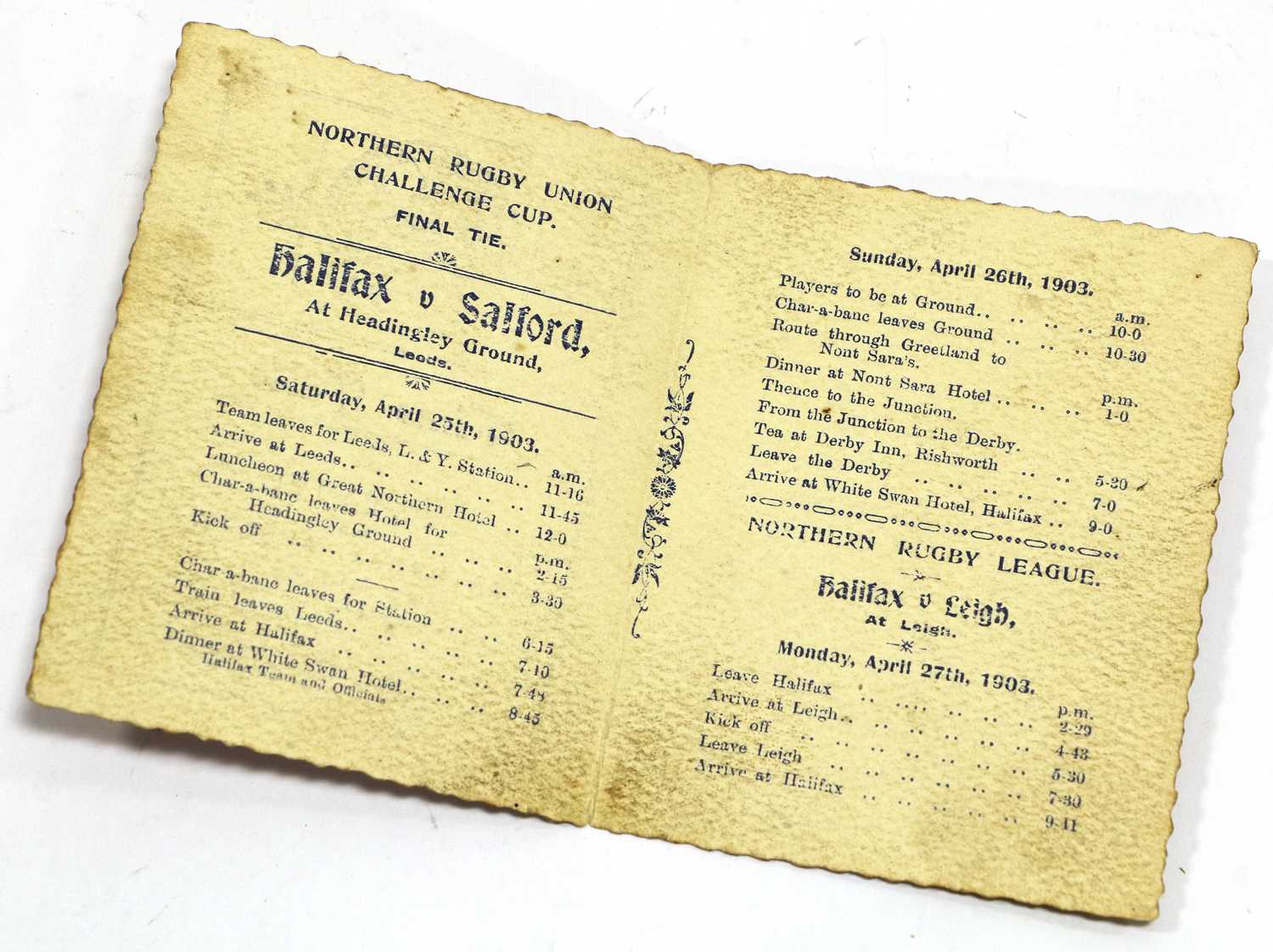 Northern Rugby Union Challenger Cup Final Time Table And Programme 1903 - Image 2 of 2