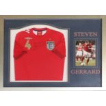 Steven Gerrard Autographed England No.4 Red Shirt