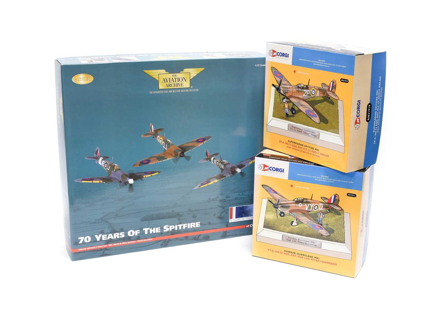 Corgi Aviation Archive 1:72 Scale AA99189 70 Years Of The Spitfire 3 Piece Set