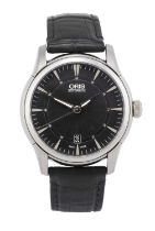 Oris: A Stainless Steel Automatic Calendar Centre Seconds Wristwatch, signed Oris, model: