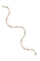 A Cultured Pearl Necklace, with A 14 Carat Gold Diamond Clasp the thirty-eight vari-coloured