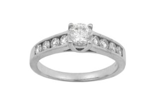 An 18 Carat White Gold Diamond Solitaire Ring the round brilliant cut diamond in a four claw