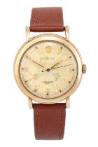 Rolex: A 9 Carat Gold Centre Seconds Wristwatch, signed Rolex, Precision, 1956, manual wound lever