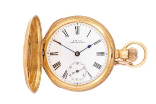 Waltham: An 18 Carat Gold Full Hunter Pocket Watch, signed Waltham, 1899, manual wound lever