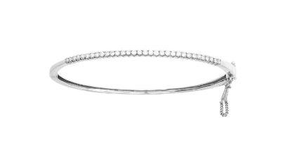 An 18 Carat White Gold Diamond Bangle the round brilliant cut diamonds in claw settings, to a