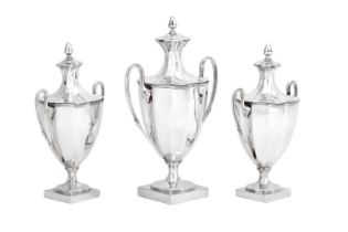 A Set of Three George III Silver Condiment-Vases, by John Kidder, London, 1791